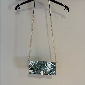 Tropical Leaf Print Crossbody Bag